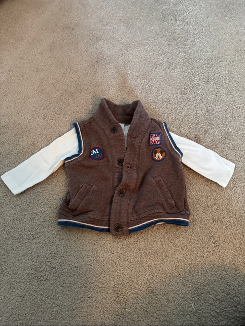 Disney Baby Mickey Mouse Vest & Long Sleeve Shirt 6-9 Months